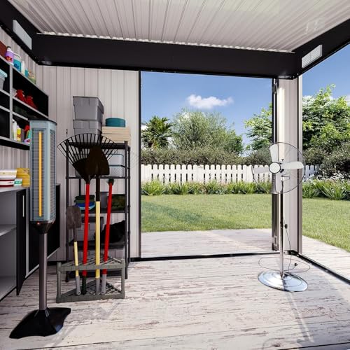 Galvanized Steel Storage Shed with Triple Doors, Weatherproof Outdoor Utility Shed P600721