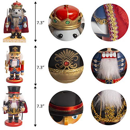 Christmas Nutcrackers Figures 7 Inch Wooden Mouse King Soldier Pirate Decorations O68716