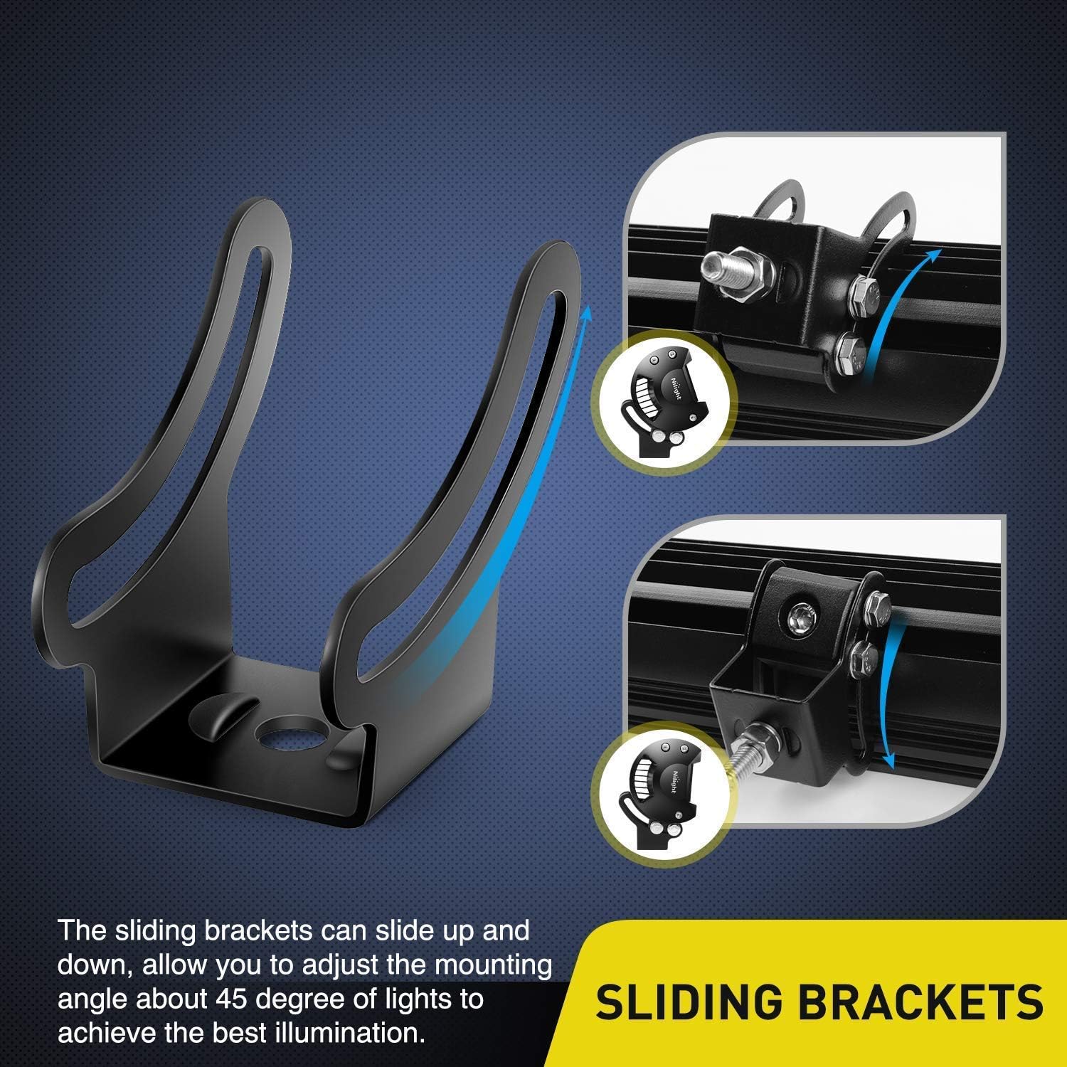 LED Light Bar Slide Mount Bracket, Black W70370