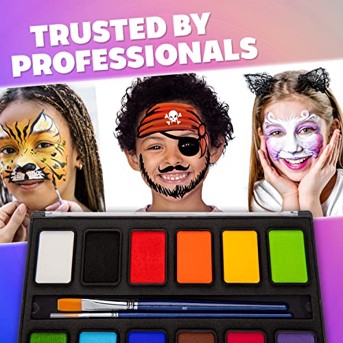 Face Paint Palette 12 x 10 gm Water Activated Hypoallergenic Non Toxic Body Paint Kit I5010