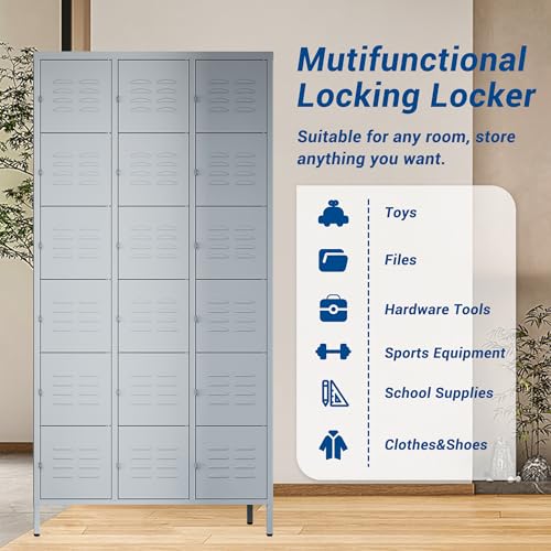 3-Door Blue Steel Storage Locker for Office, School, Gym C68898