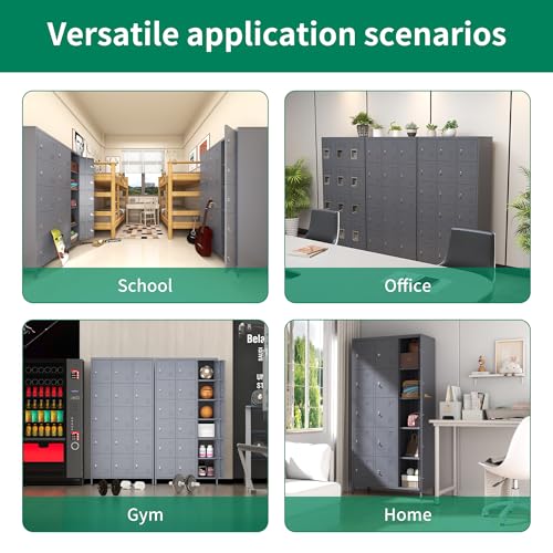 3-Door Steel Storage Locker with Shelves and Hooks I822961