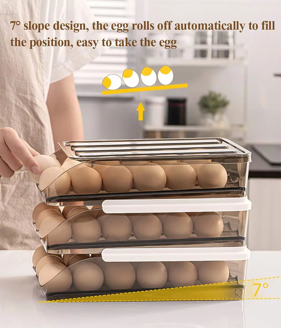Large Capacity Auto Rolling Egg Holder for Refrigerator, 3 Layers V658816