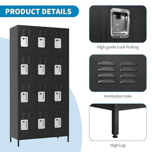 Steel Lockers for Employees, Lockable Storage Cabinet with Assembly X270