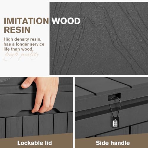 31 Gallon Resin Deck Box Waterproof Indoor Outdoor Storage for Patio Cushions and Garden Tools L90121