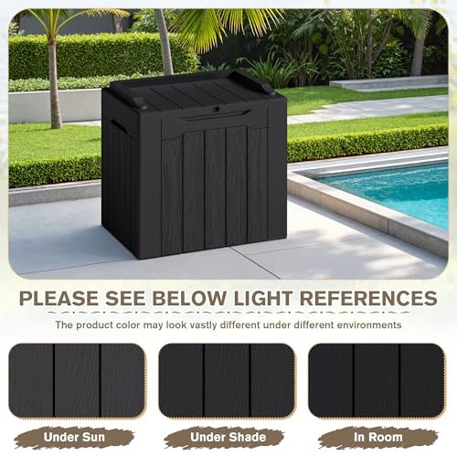 31 Gallon Resin Deck Box Waterproof Indoor Outdoor Storage for Patio Cushions and Garden Tools L90121