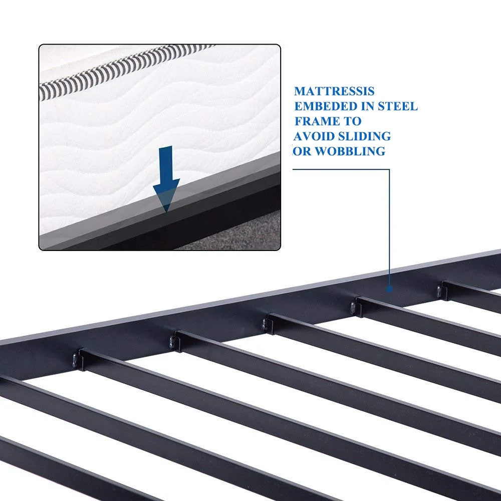 Metal Platform Bed Frame with Heavy Duty Steel Slats, Black B451997