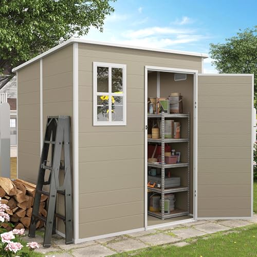 Outdoor Storage Shed 6x6 FT Resin with Floor and Lockable Door Z166
