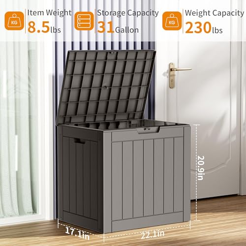 100 Gallon Resin Deck Box, Lockable Patio Outdoor Storage, Waterproof - Black F75230