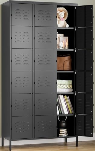 Vintage Metal Locker with Hooks, Lockable Single Door Storage M901