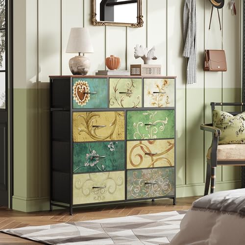 9-Drawer Fabric Storage Tower for Bedroom, Closet, Tall Chest Organizer with Steel Frame R839993