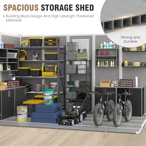 Outdoor Storage Shed 6x6 FT Resin with Floor and Lockable Door Z166