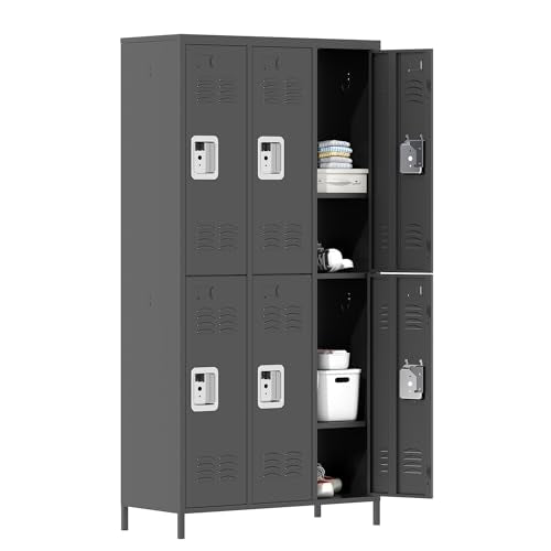 3-Door Steel Storage Locker with Shelves and Hooks I822961