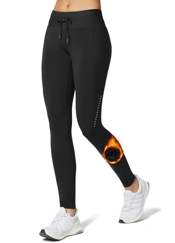 BALEAF Women's Fleece Lined High Waisted Leggings Water Resistant Thermal Warm Winter Tights Ski Hiking Pants with Pockets