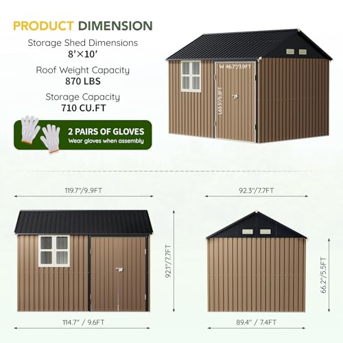 Outdoor Steel Storage Shed with Lockable Doors and Window L987864