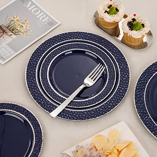 350PCS Clear Plastic Plates with Gold Trim for 50 Guests, Disposable Dinnerware Set O686017