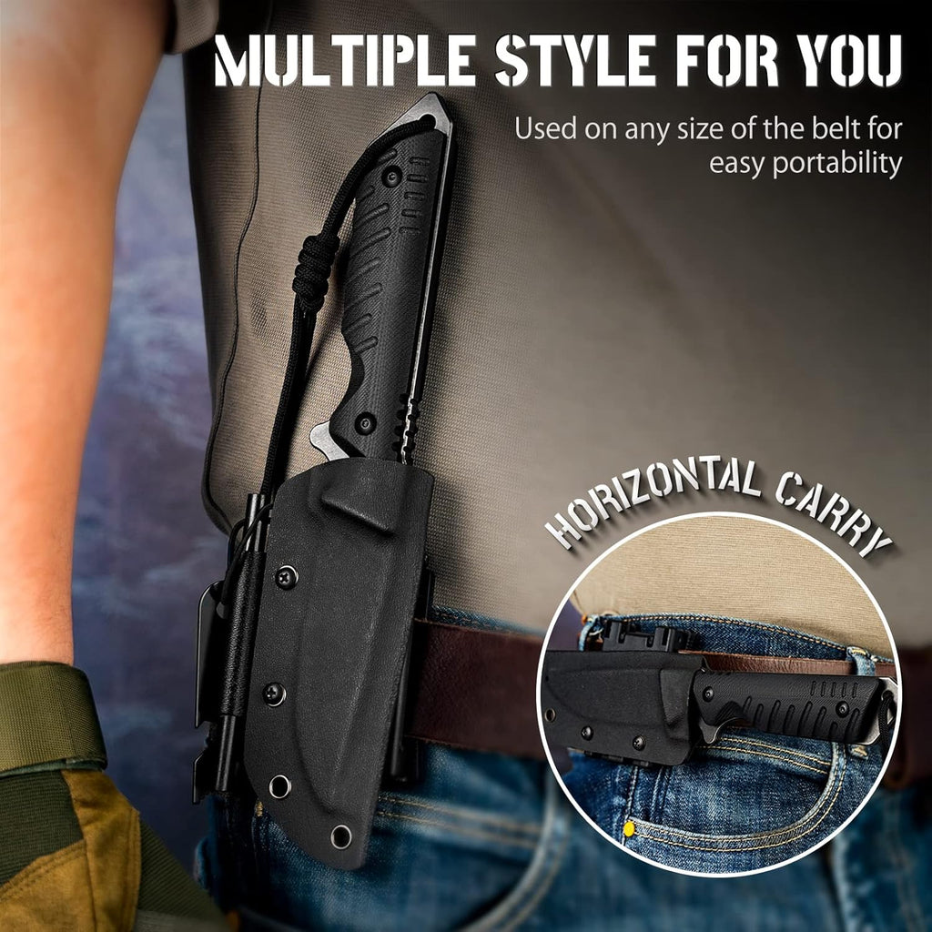 Tactical Survival Knife with Fire Starter and Kydex Sheath G160178