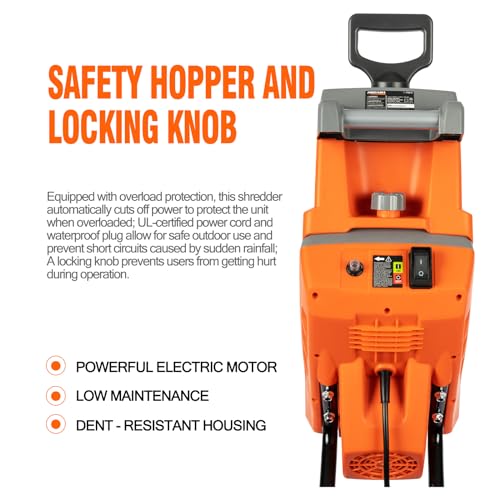 Electric Wood Chipper Corded Shredder with Collection Bag and Push Stick F45954