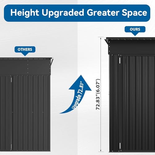 Galvanized Steel Storage Shed with Triple Doors, Weatherproof Outdoor Utility Shed P600721