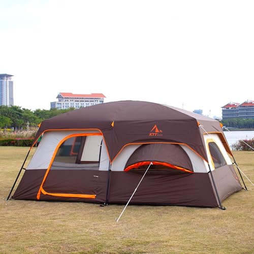 Extra Large Family Cabin Tent 2 Rooms 3 Doors 3 Windows Waterproof for Camping H460