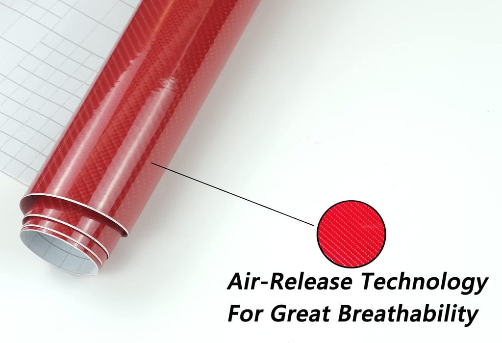 Red Carbon Fiber Vinyl Wrap 10ft x 1ft Self Adhesive Film Q55203