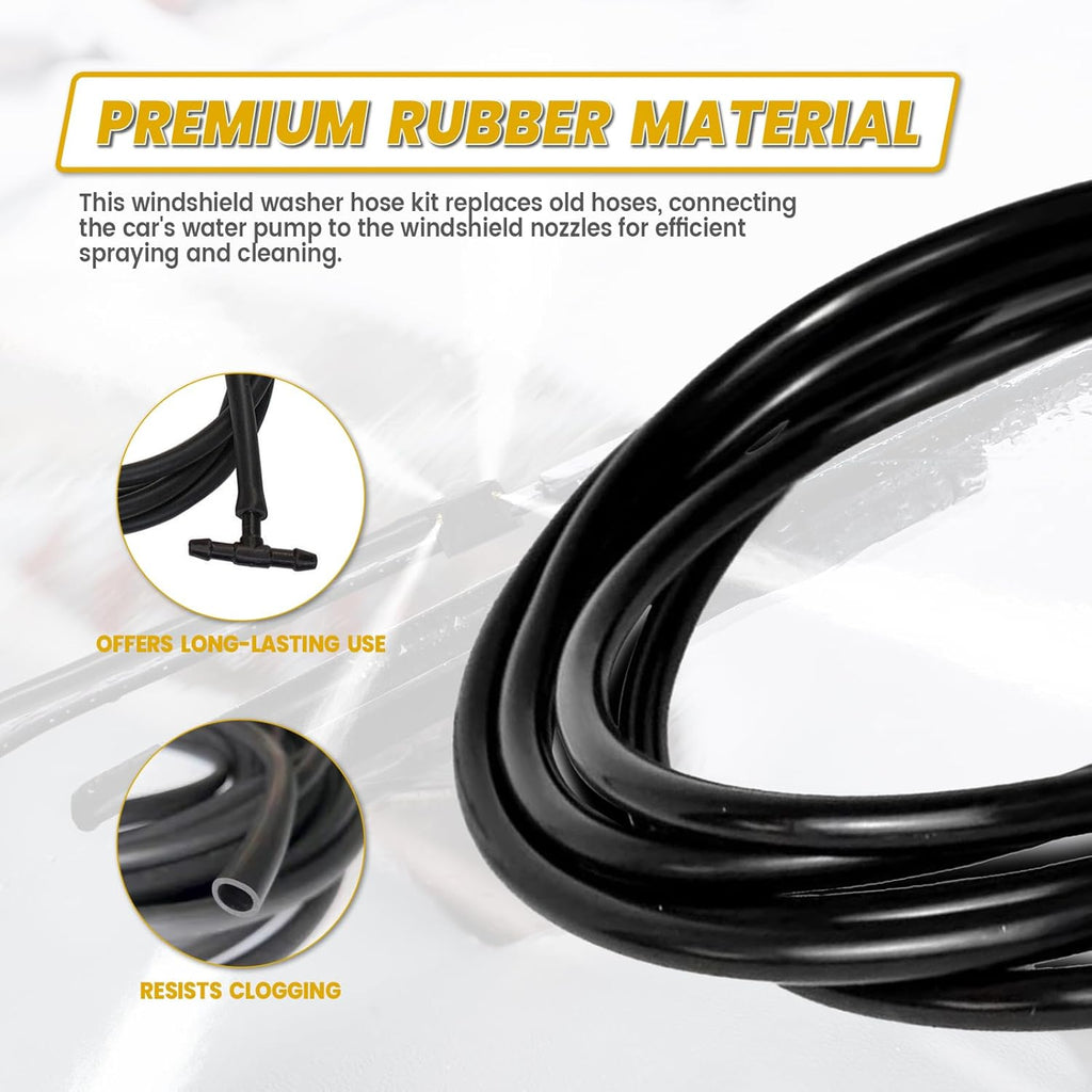 Car Windshield Washer Hose Kit with Connectors, 13Ft Rubber Hose C29805