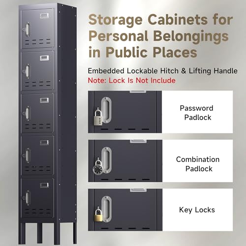 Metal Storage Cabinet, 5 Doors, Blue W429