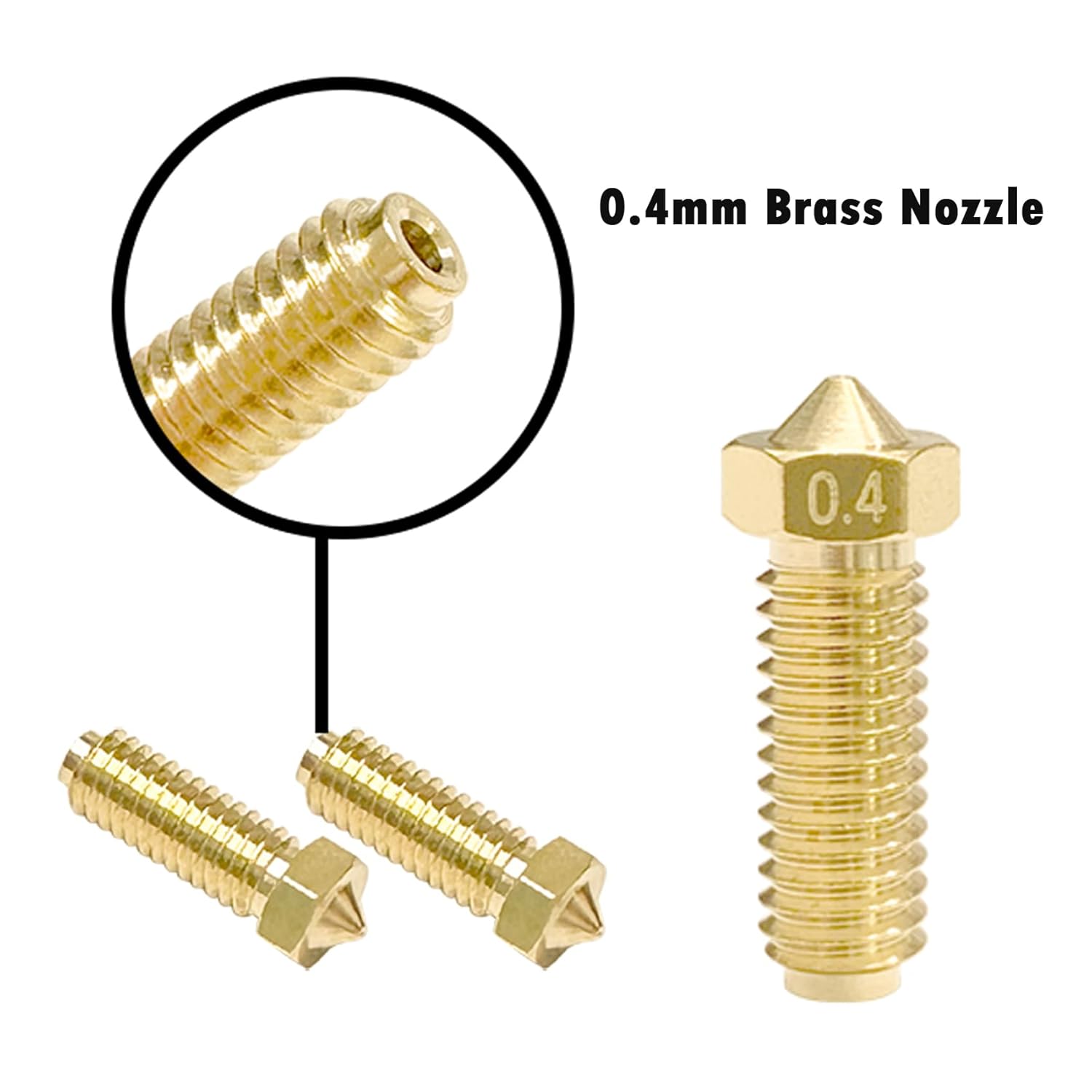 3D Printer Nozzles and Silicone Socks, 0.4mm Brass, 5-Piece Set B145726