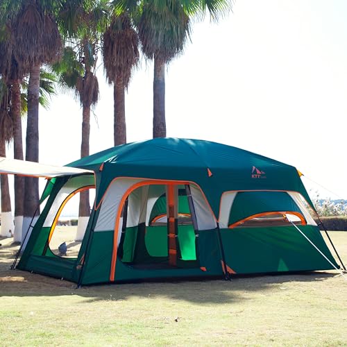 Extra Large Family Cabin Tent for Camping, 2 Rooms, 3 Doors, Waterproof E6603