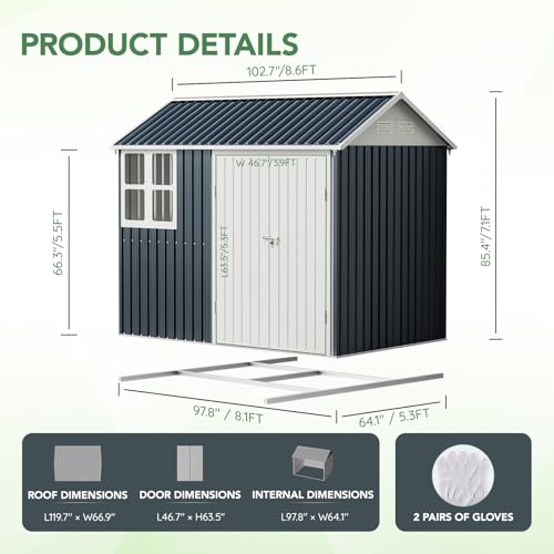 Outdoor Steel Storage Shed with Lockable Doors and Windows E249038