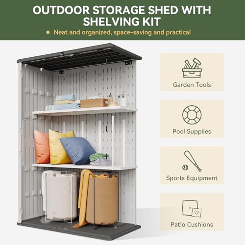 Outdoor Storage Shed with Floor, Waterproof Vertical Cabinet I260366