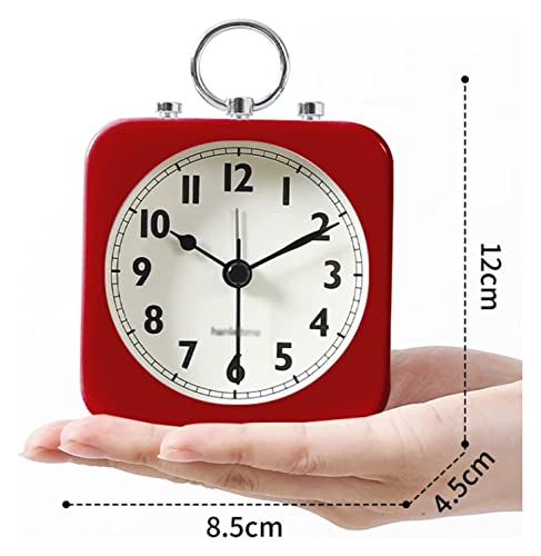 Silent Alarm Clock with Square Metal Case, Battery Operated for Bedside Desk M990