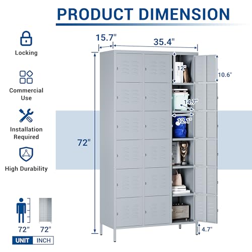 3-Door Blue Steel Storage Locker for Office, School, Gym C68898