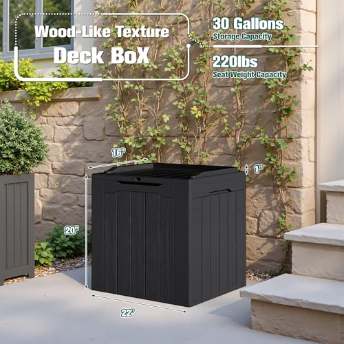 30 Gallon Waterproof Resin Deck Box for Outdoor Patio and Garden Storage Q30388