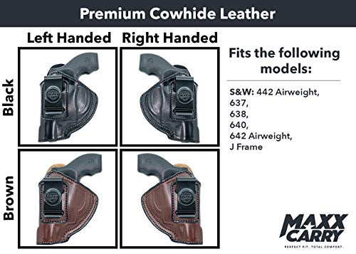 IWB Leather J Frame Revolver Holster for .38 Special Snub Nose B48967