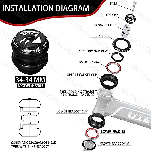 1-1/8 Threadless Bike Headset for MTB Road Bicycle B43061