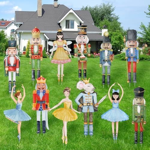 12 Pcs Christmas Nutcracker Yard Signs with Stakes Outdoor Lawn Decor C719