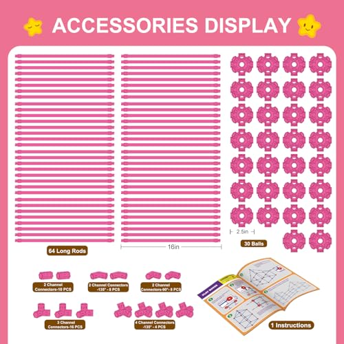Fort Building Kit for Kids, STEM Construction Toys, 140 Pieces V503086