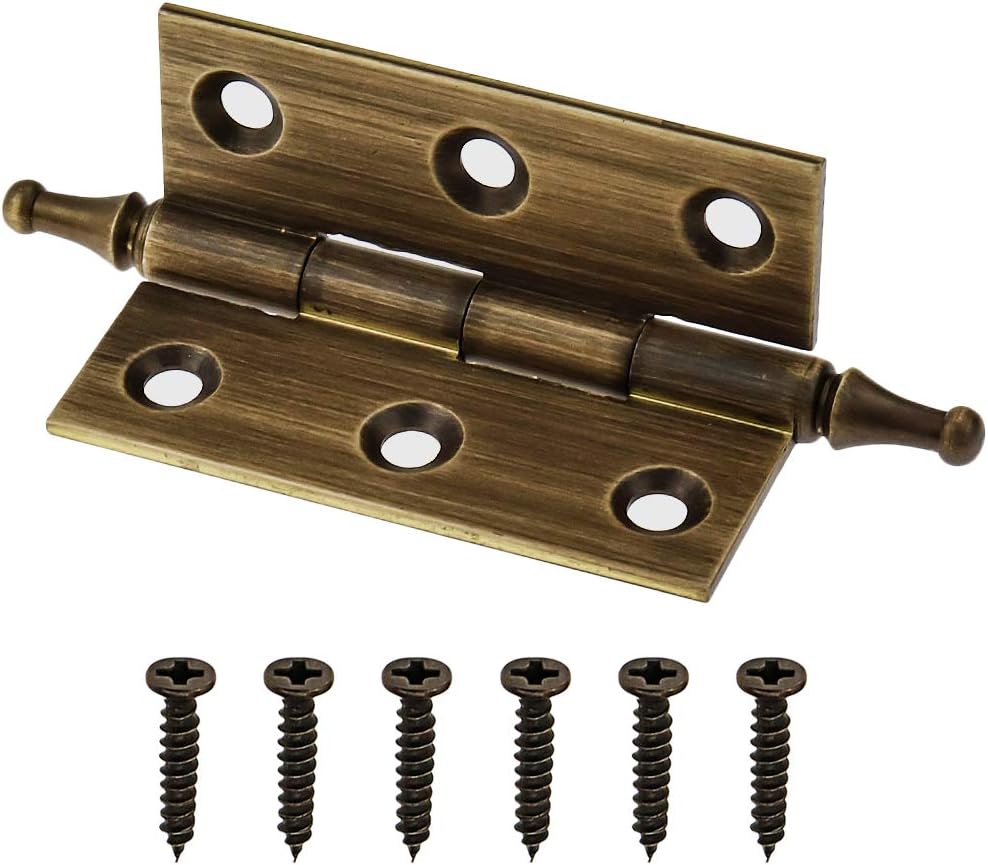2 Inch Antique Brass Crown Head Butt Hinges for Furniture Cabinet Door G258