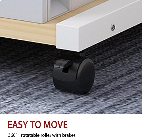 Printer Stand with Wheels, 2 Tier Under Desk Printer Shelf O623
