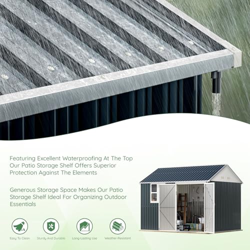 Outdoor Steel Storage Shed with Lockable Doors and Windows E249038