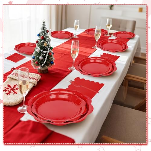 Ivory Paper Plates and Napkins Set for 50 Guests, Disposable Tableware with Utensils M509