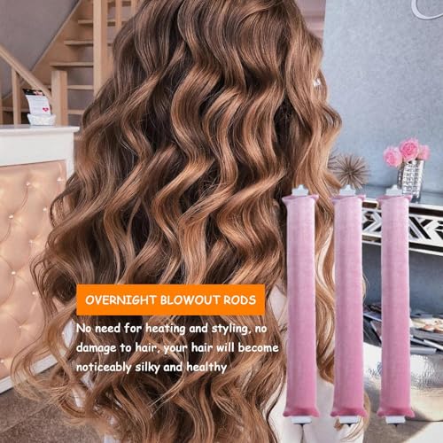 Velvet Heatless Curling Rods with Hook for Overnight Curls J469