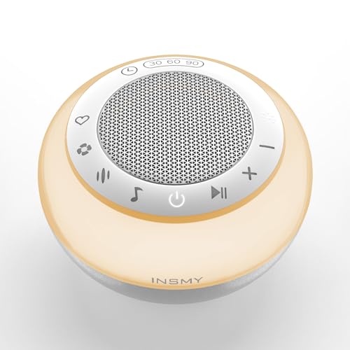 INSMY White Noise Machine, Sleep Sound Machine Portable Baby Sleep Soothe,35 Soothing Sound,White Noise/Nature/Fansounds/Lullaby,Nightlight Memory Feature 40Hrs for Babies Adults Travel Gift