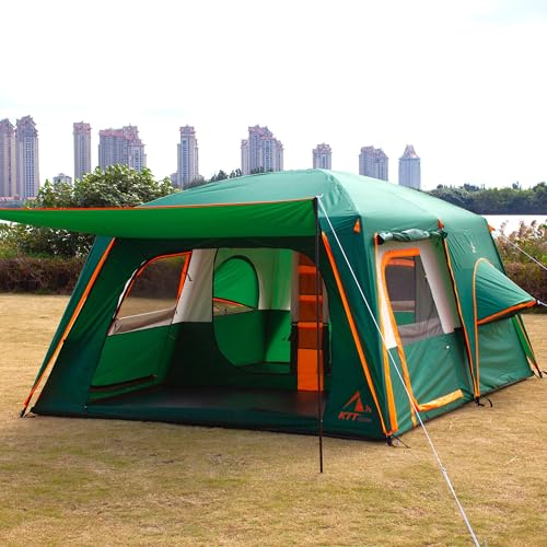 Extra Large Family Cabin Tent 2 Rooms 3 Doors 3 Windows Waterproof for Camping H460