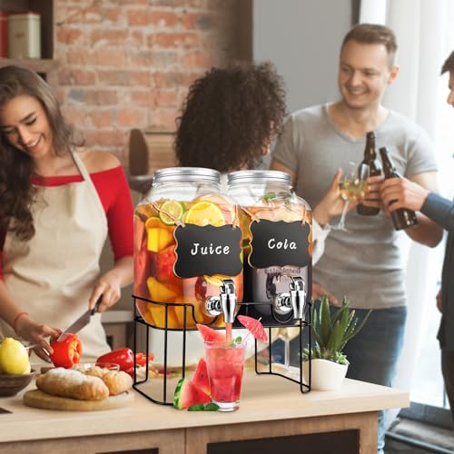 1 Gallon Glass Drink Dispenser with Stand and Spigot U10781