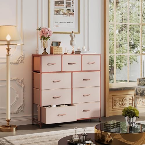 9-Drawer Fabric Storage Tower for Bedroom, Closet, Tall Chest Organizer with Steel Frame R839993