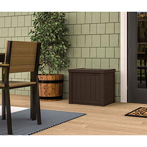 Outdoor Storage Box 22 Gallon Resin Deck Box with Flat-Lid Bench Seating B591
