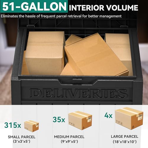 60 Gallon Outdoor Package Storage Box, Double-Wall Resin, Waterproof Deck Box for Porch O69284