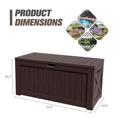 31 Gallon Resin Deck Box Waterproof Indoor Outdoor Storage for Patio Cushions and Garden Tools L90121